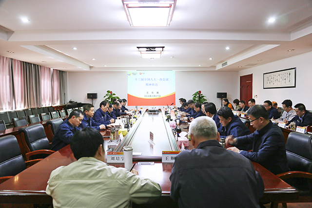 第十三届全国人大代表在集团公司党委理论学习中心组（扩大）学习会上传达全国人大一次会议精神